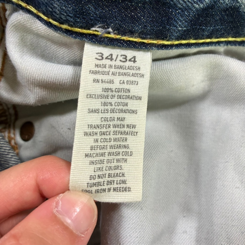 American Eagle Mens Slim Straight Jeans Size 34x34 Blue Denim Cotton Low Rise - Picture 4 of 11